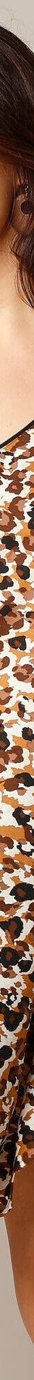 Robe évasée biais contrastés imprimée (caramel / écru) Robe évasée biais contrastés imprimée (caramel / écru)